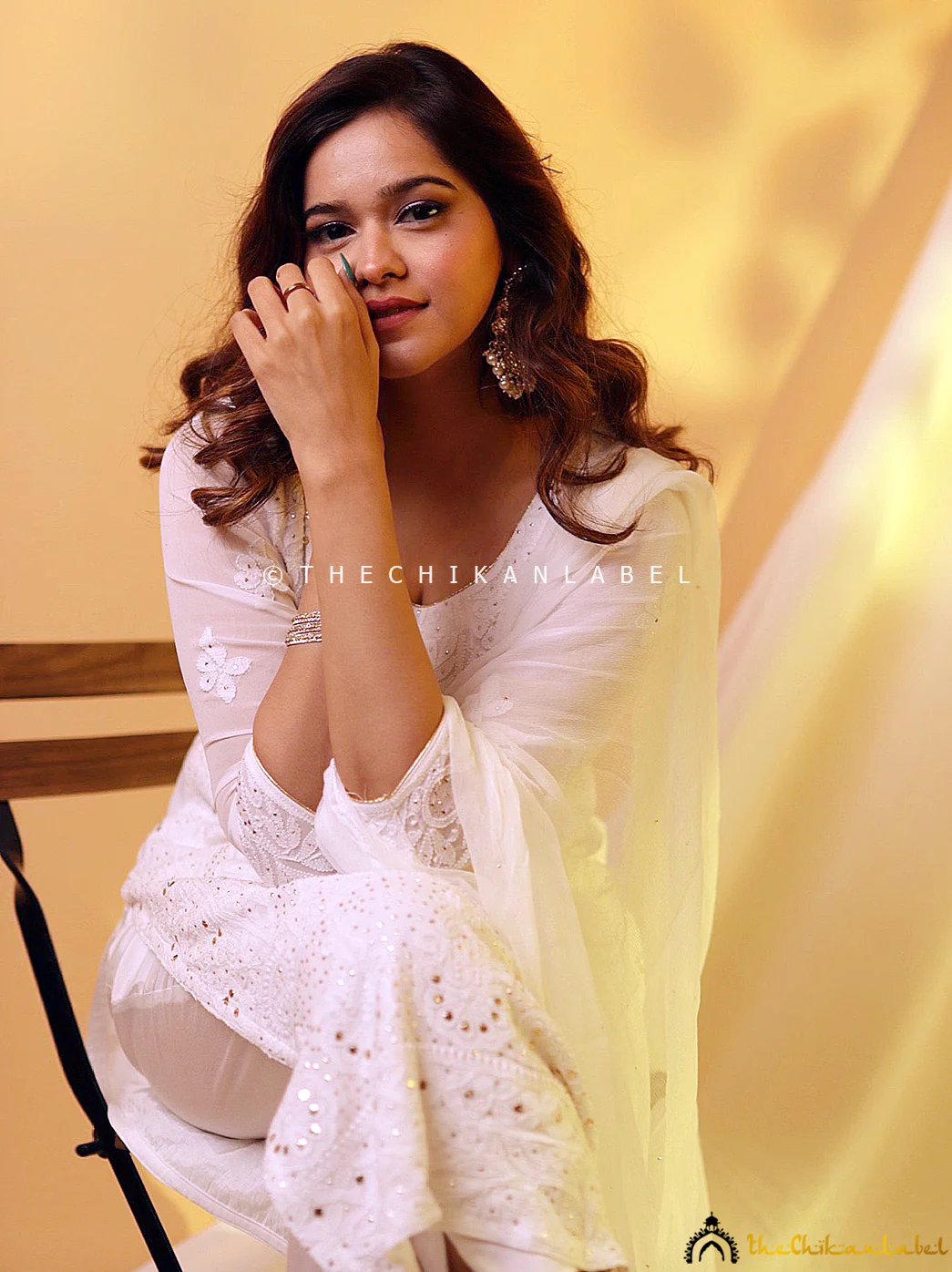 White Mohini Viscose Chikankari Straight Kurta Set with Dupatta - Image 2