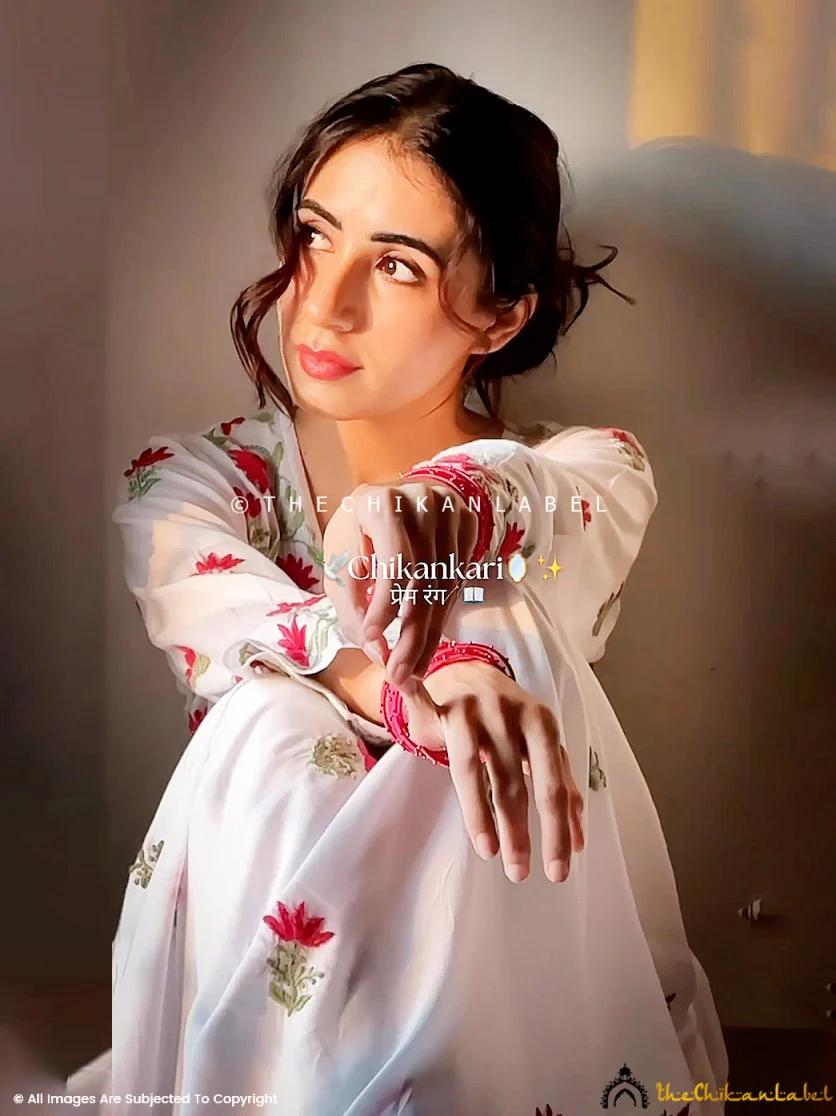 Alia Muslin Chikankari Anarkali - White Multi - Image 10