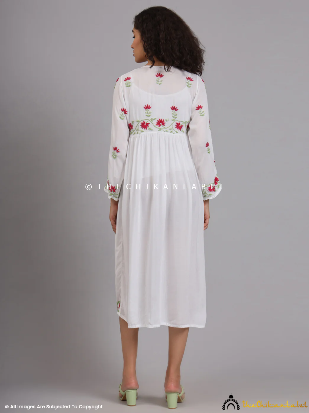 Alia Muslin Chikankari Anarkali - White Multi - Image 3