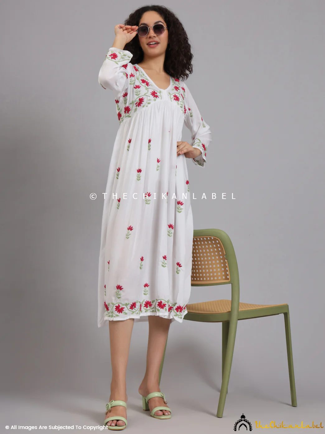 Alia Muslin Chikankari Anarkali - White Multi - Image 4