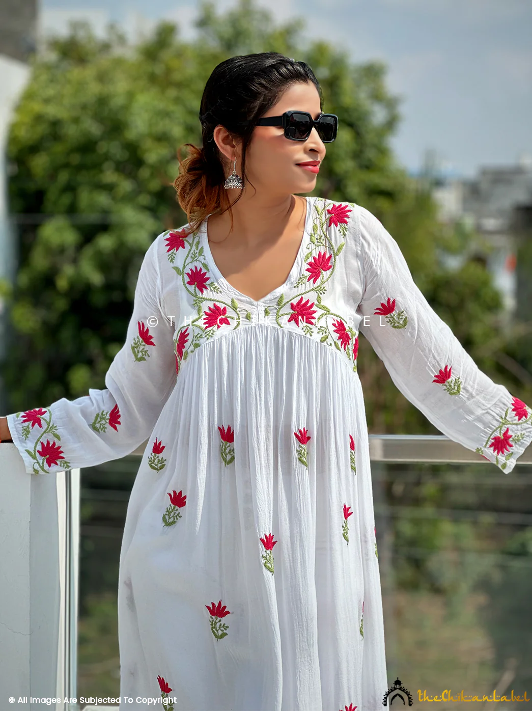 Alia Muslin Chikankari Anarkali - White Multi - Image 6