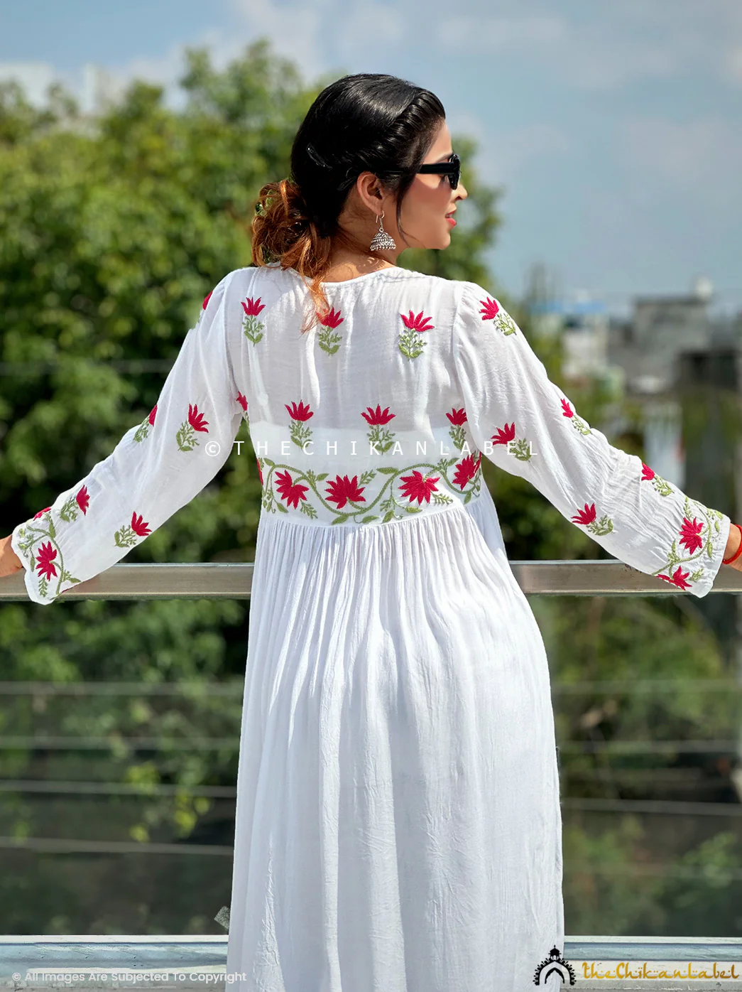Alia Muslin Chikankari Anarkali - White Multi - Image 8