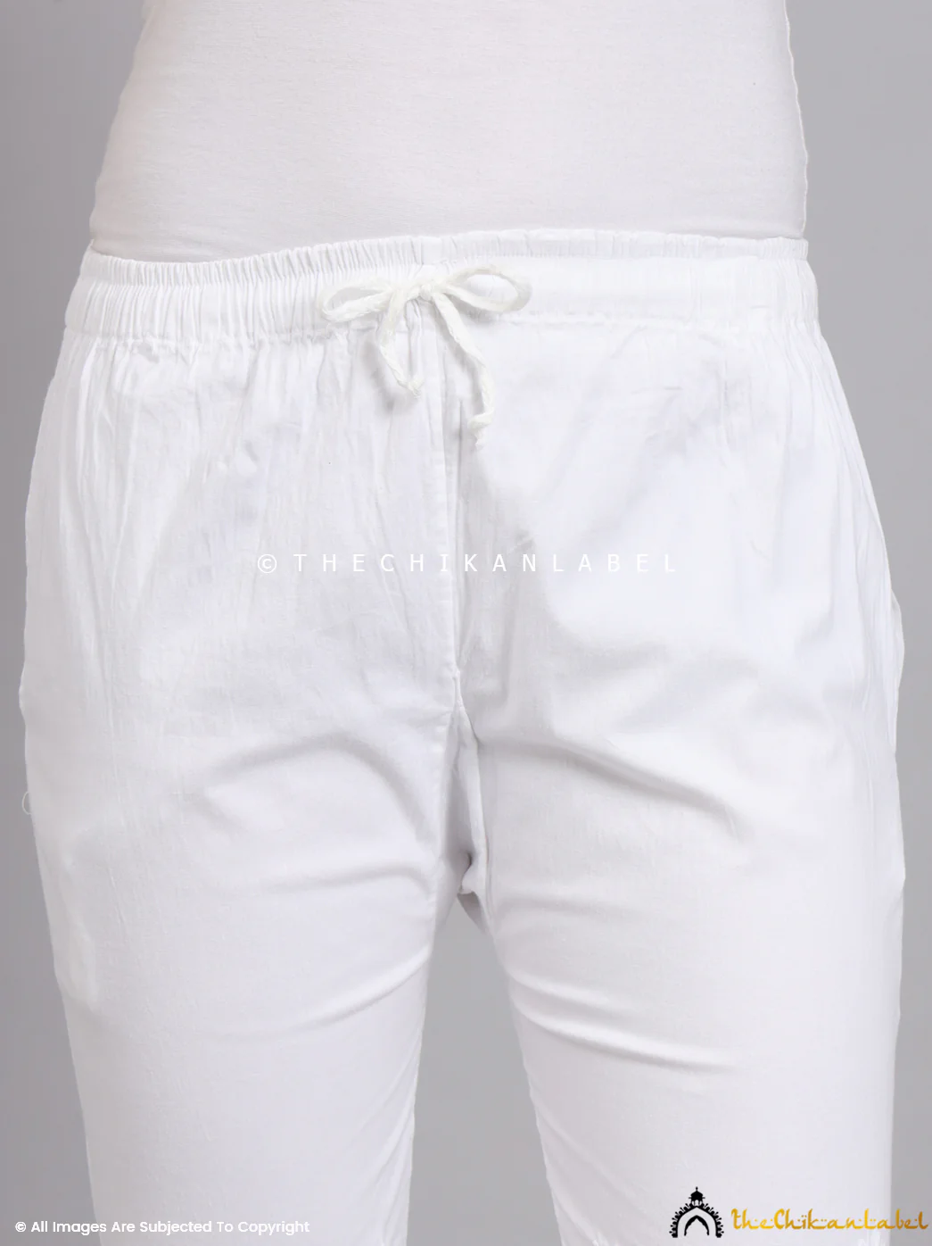 Nahira Lycra Straight Chikankari Cigarette Pant- White - Image 4