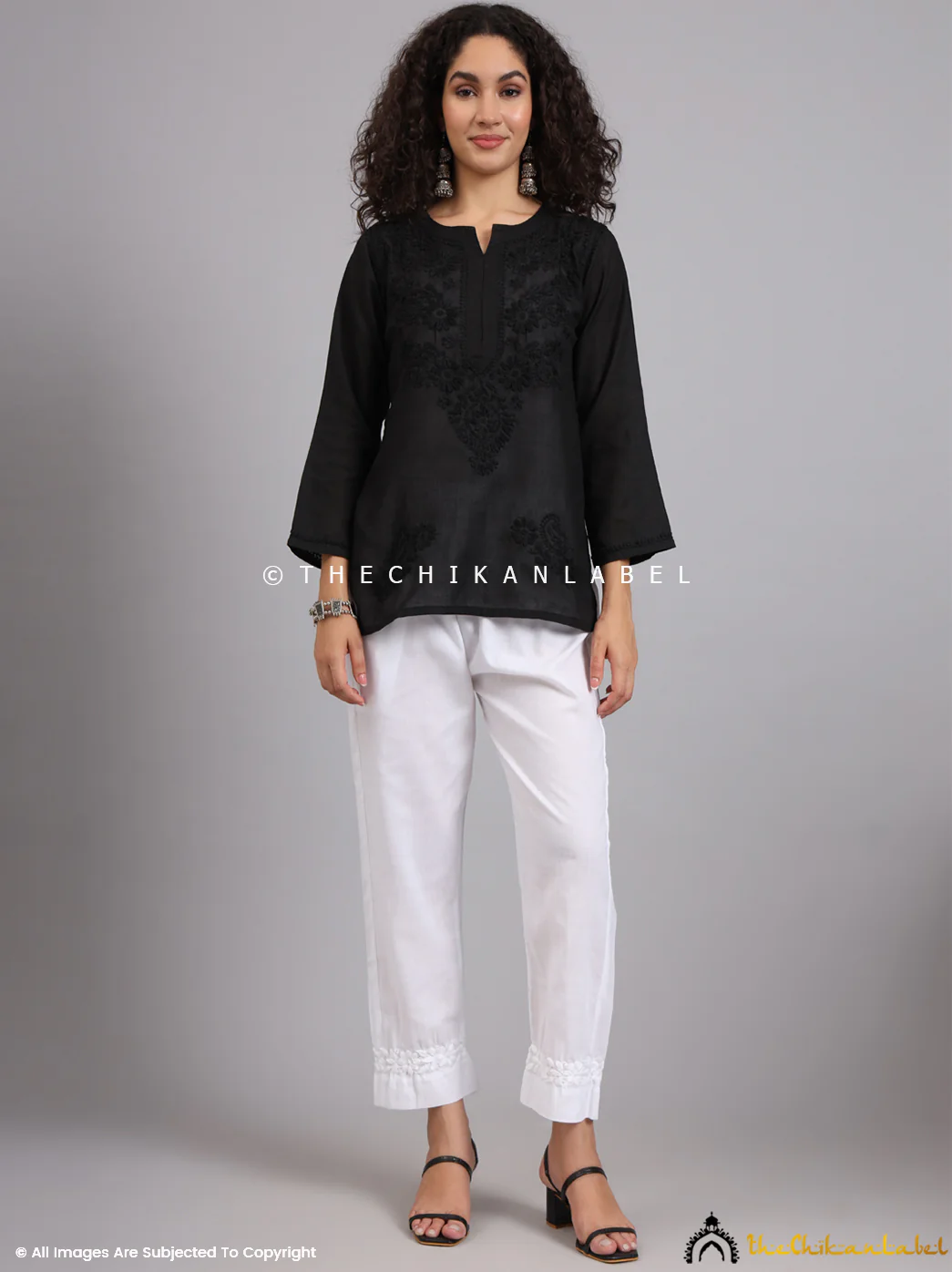 Nira Cotton Chikankari Straight Pant - White - Image 6