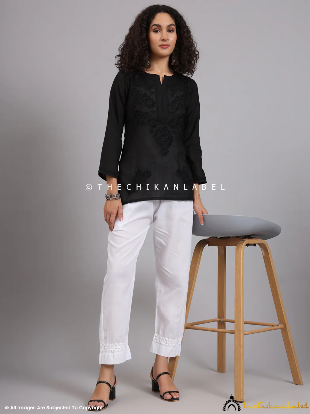 Nira Cotton Chikankari Straight Pant - White - Image 7