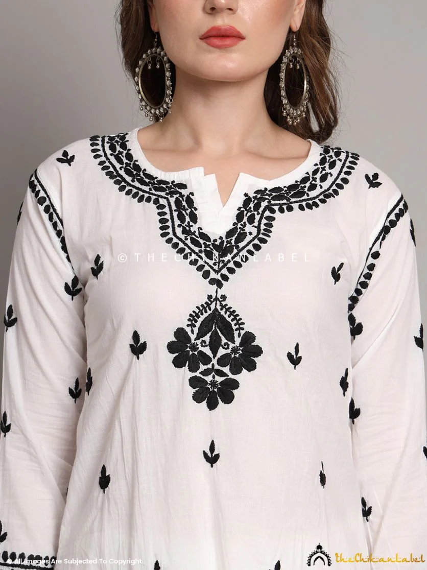 Nitya Cotton Chikankari Co-ord Set - White - Image 2