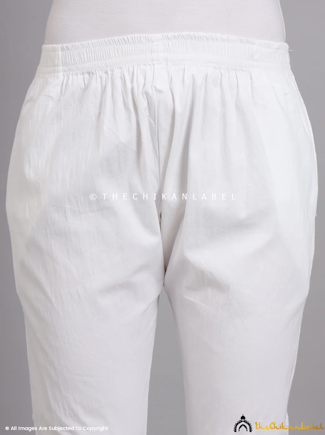 Omya Lycra Straight Chikankari Cigarette Pant - White - Image 5