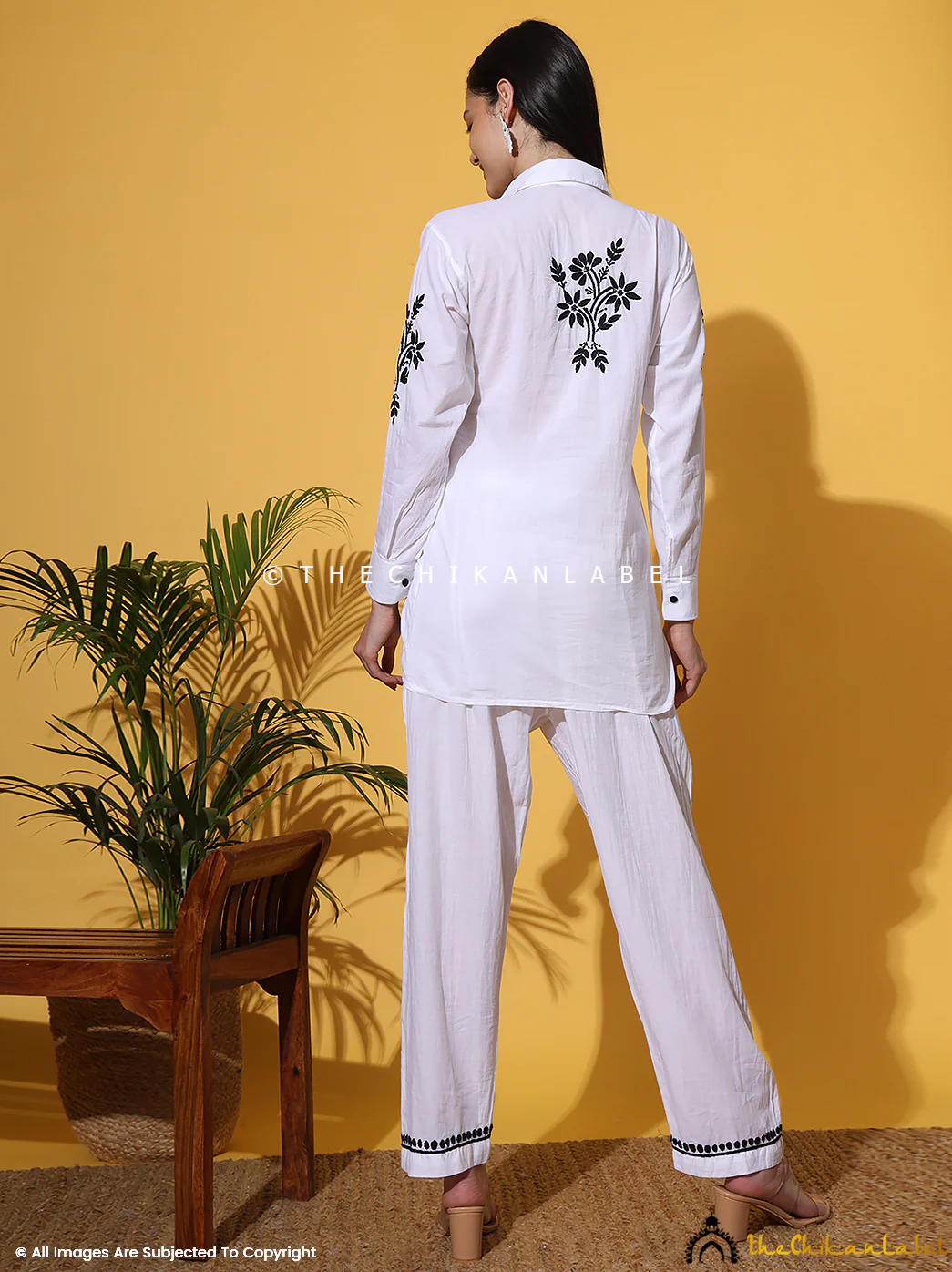 Rubi Cotton Chikankari Co-ord Set - White - Image 3