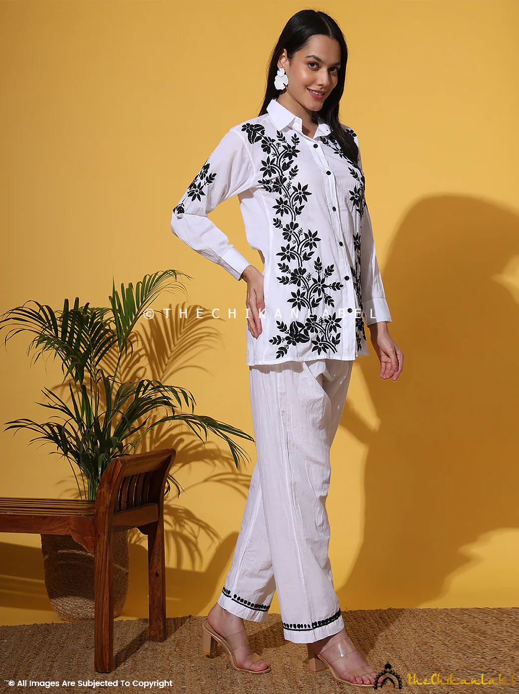 Rubi Cotton Chikankari Co-ord Set - White - Image 7