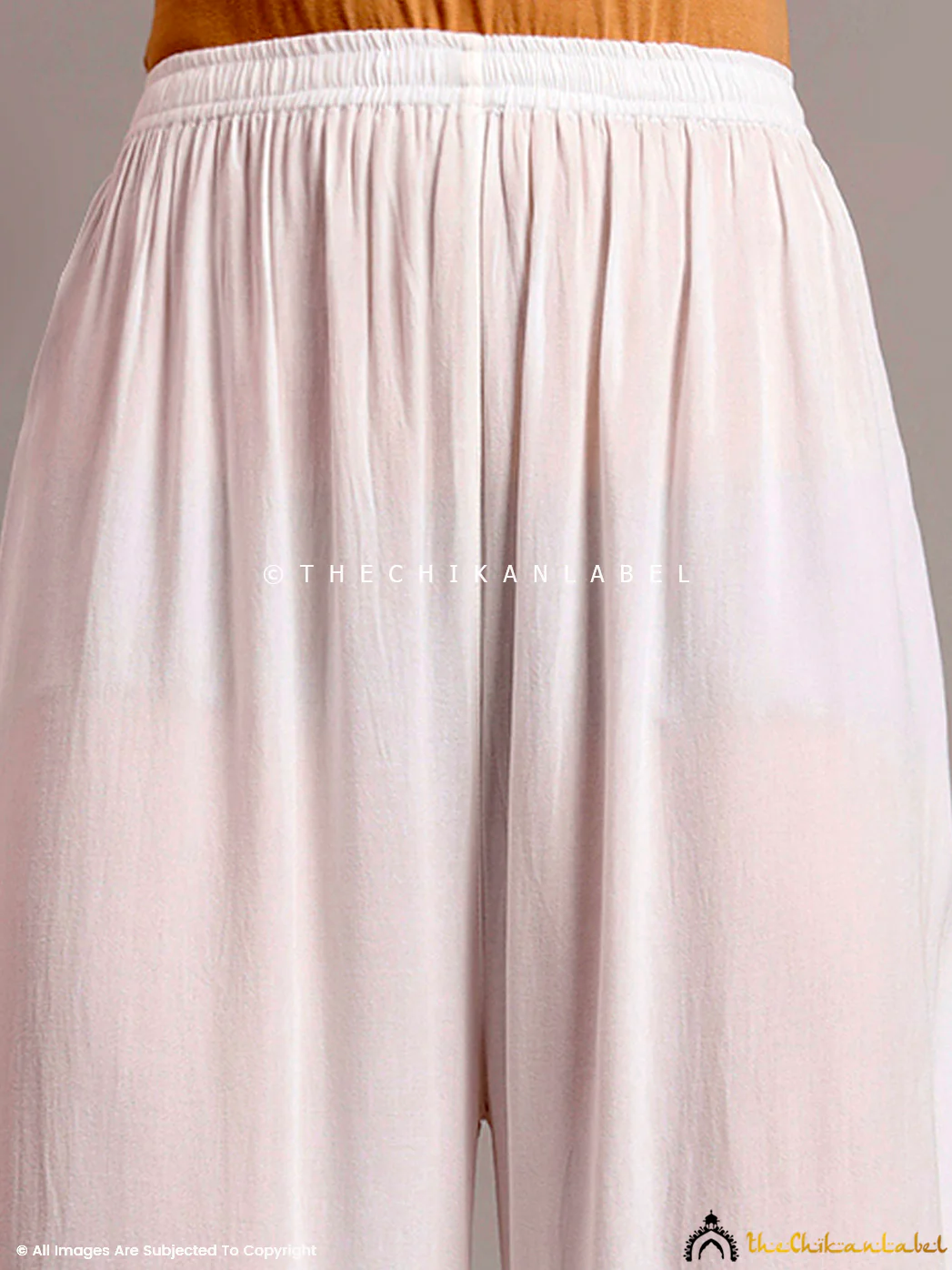 Rushda Rayon Chikankari Straight Palazzo - White - Image 2