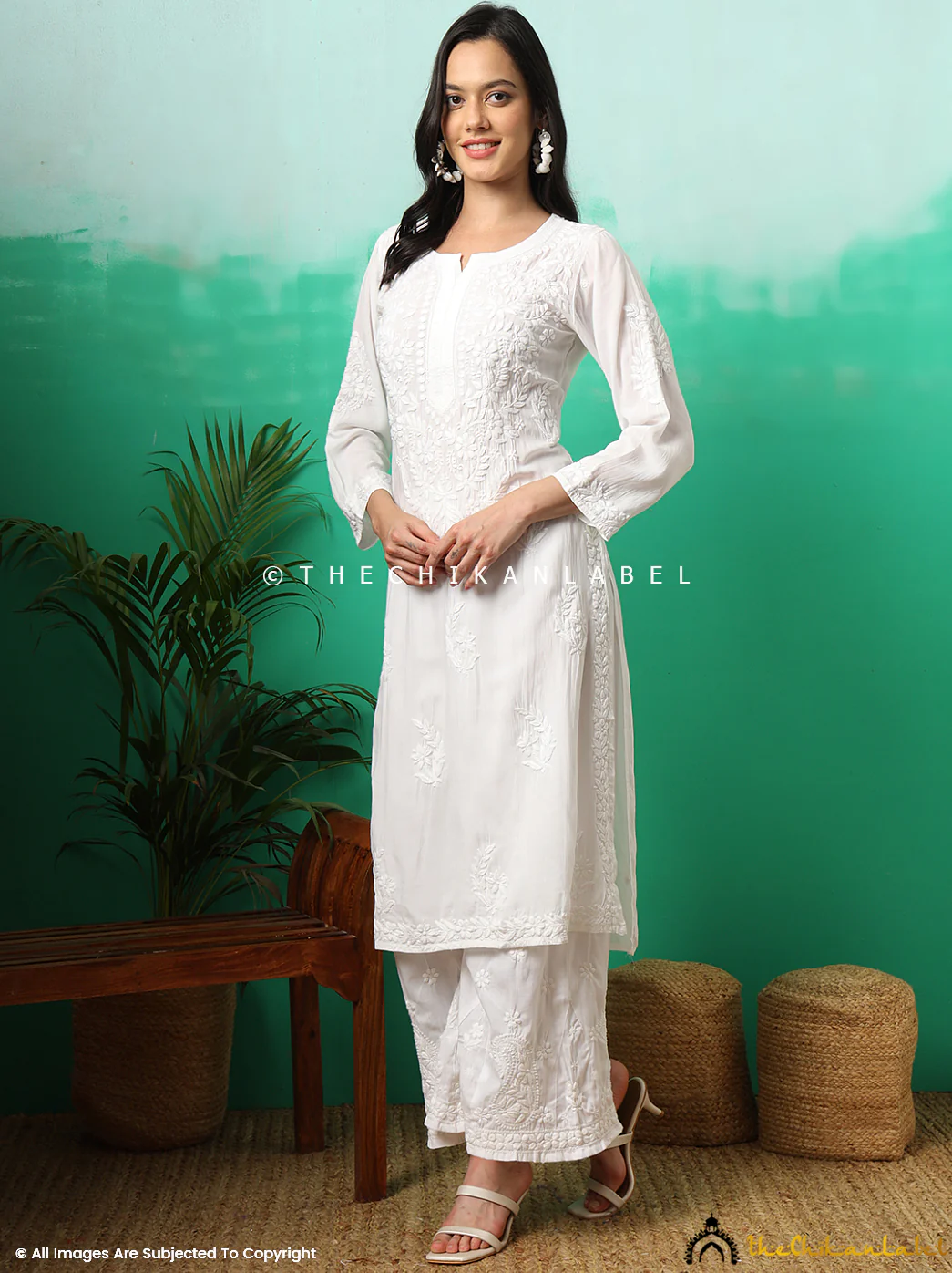 Tripti Modal Chikankari Straight Kurti - White - Image 11