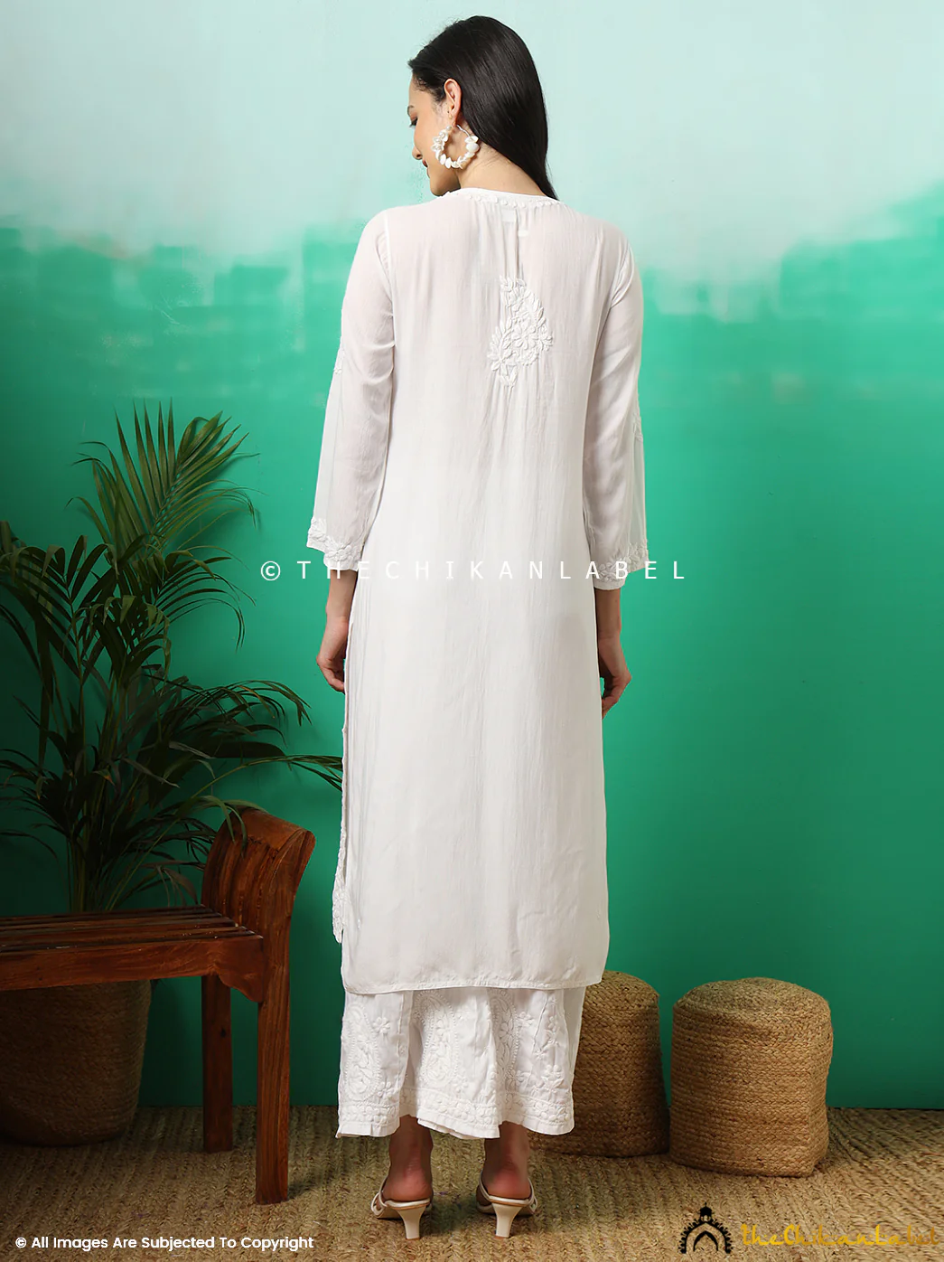 Tripti Modal Chikankari Straight Kurti - White - Image 9