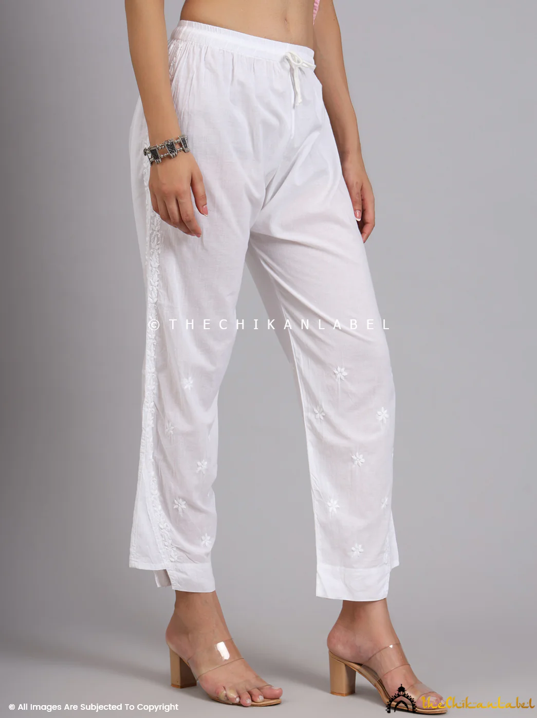 Trisha Cotton Chikankari Dhoti Pant - White - Image 3