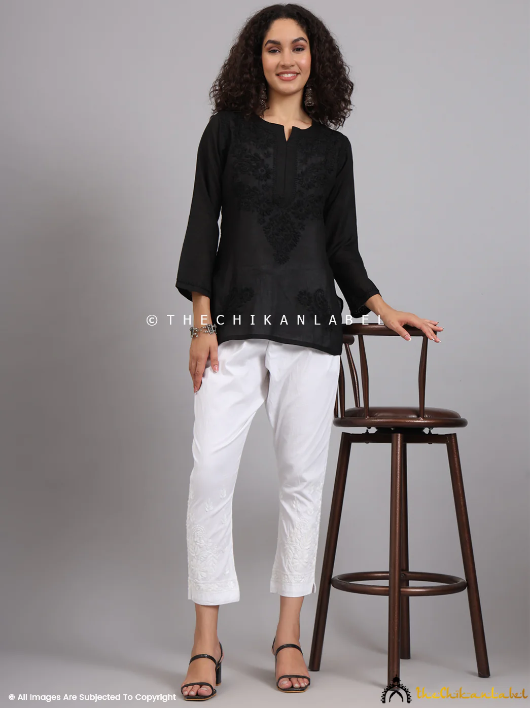 Umika Lycra Straight Chikankari Cigarette Pant - White - Image 10