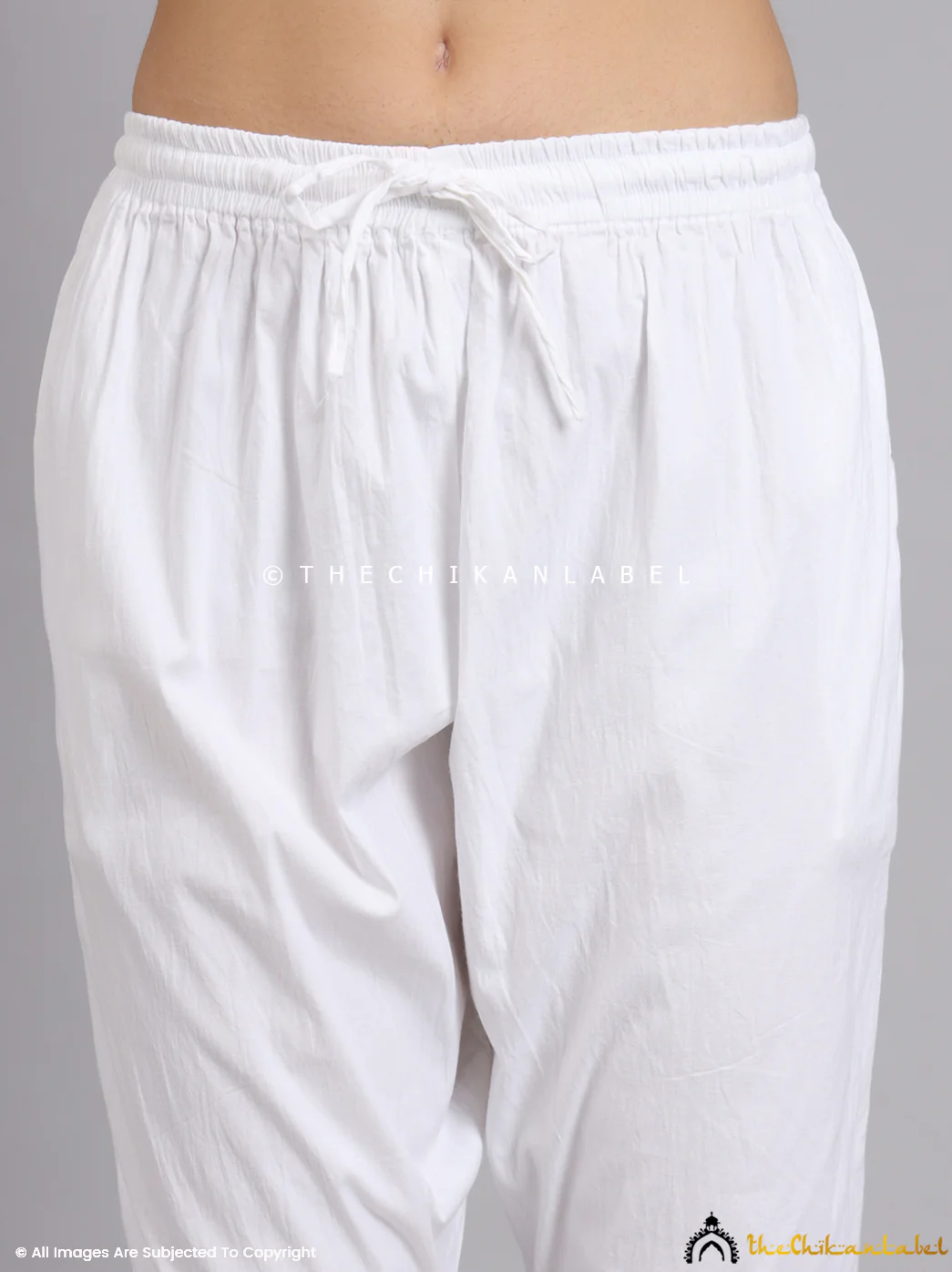 Umika Lycra Straight Chikankari Cigarette Pant - White - Image 4