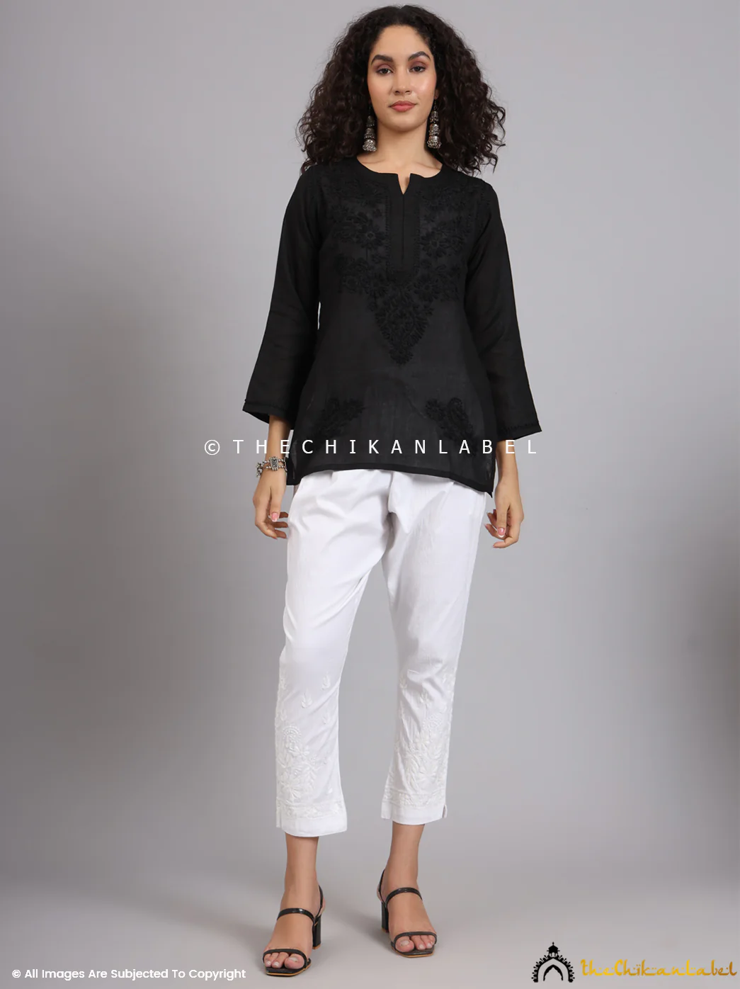 Umika Lycra Straight Chikankari Cigarette Pant - White - Image 6