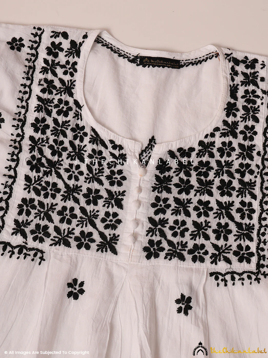 White Vani Cotton A-Line Chikankari Peplum Top - Image 8
