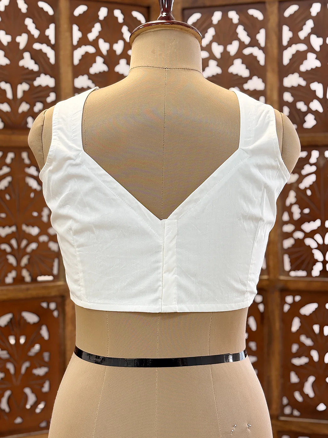 White Viscose Mukaish Handmade Chikankari Blouse - Image 4