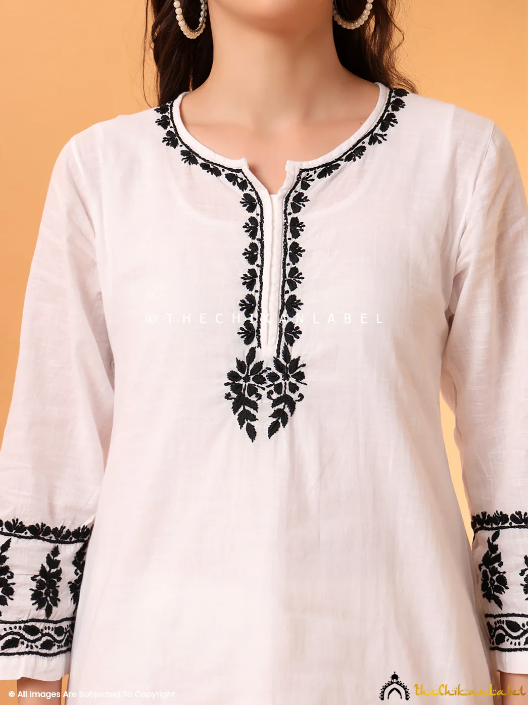 Zaynab Cotton Chikankari Co-ord Set - White - Image 2