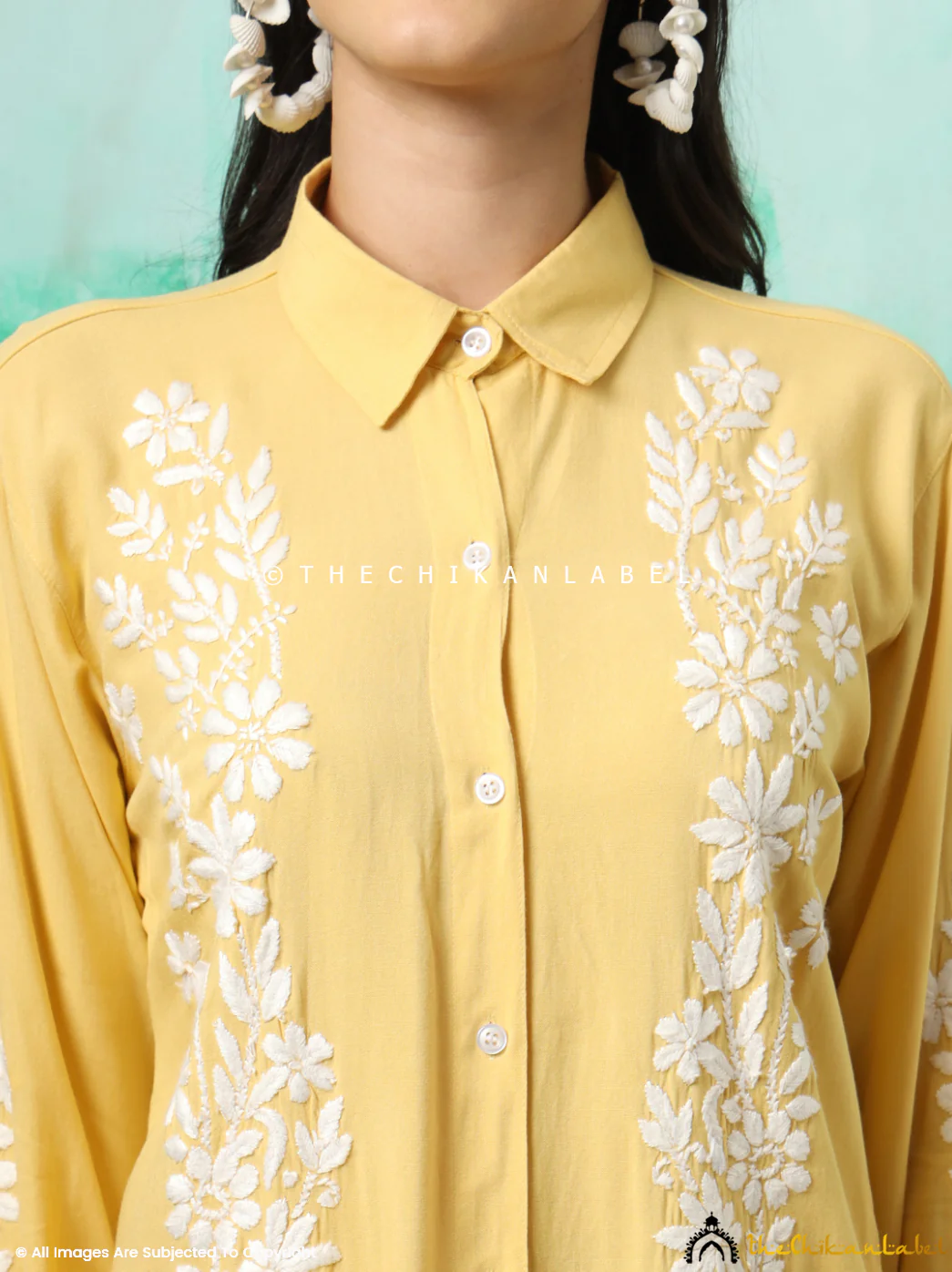 Anvika Rayon Chikankari Co-ord Set -Yellow - Image 4