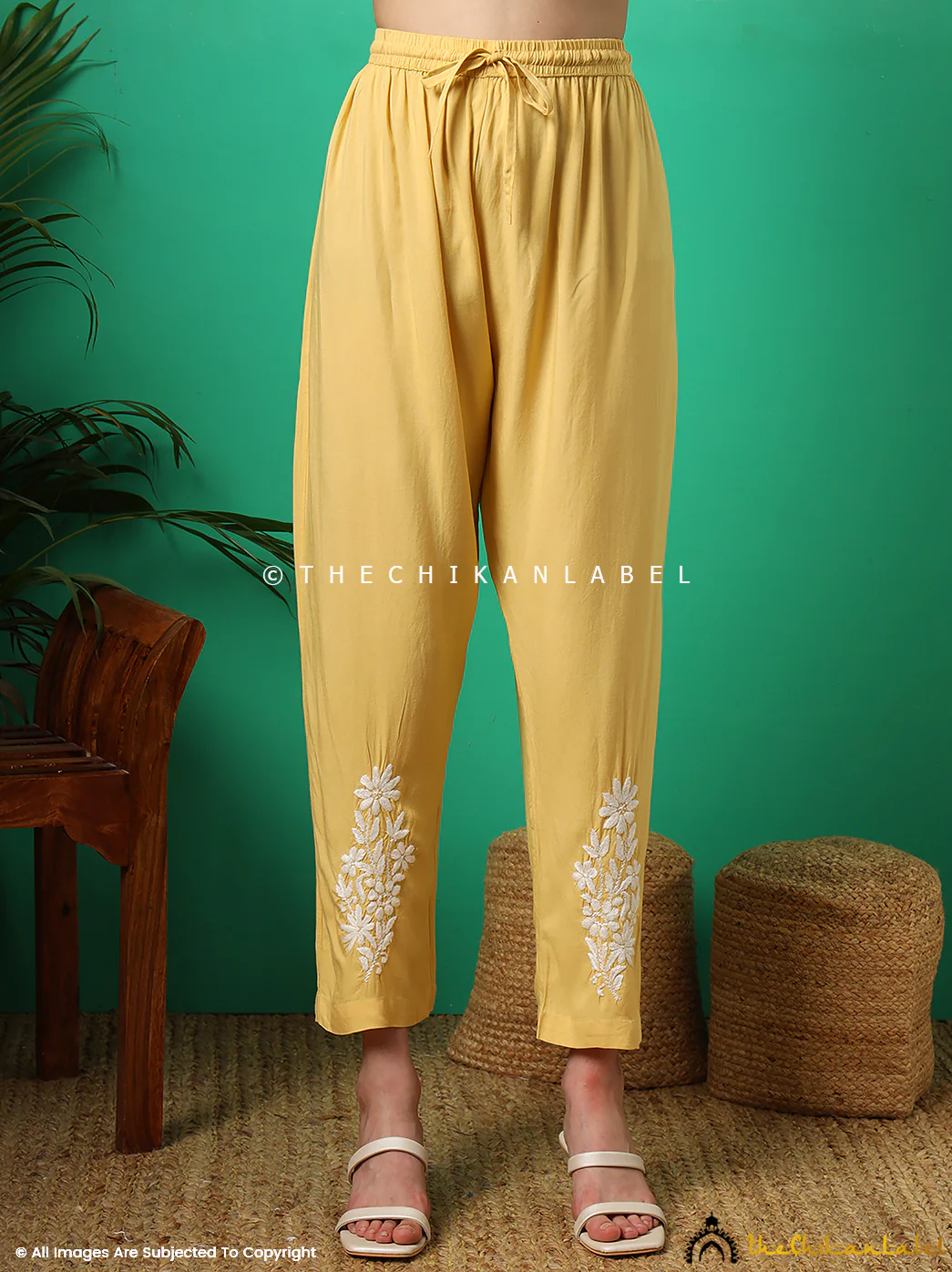 Anvika Rayon Chikankari Co-ord Set -Yellow - Image 6