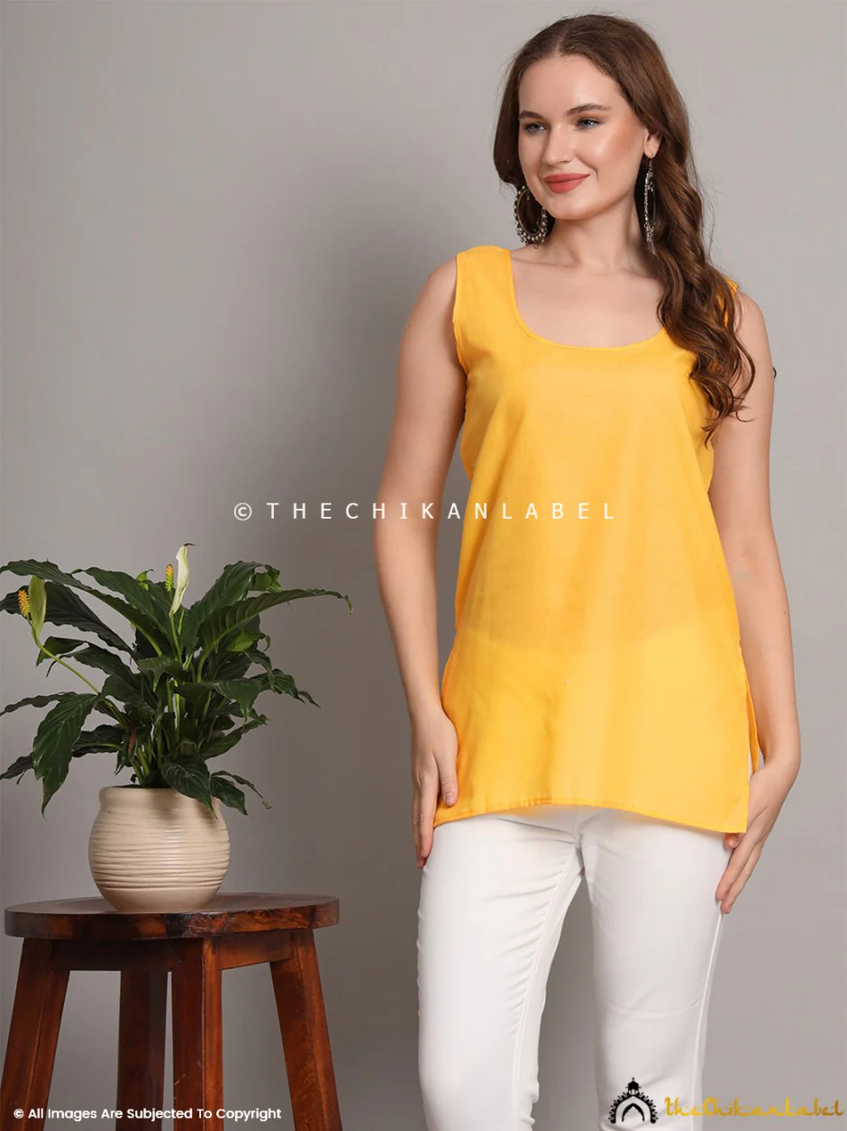 Cotton Short Camisole Inners for Kurtis & Kurta Yellow - Image 6