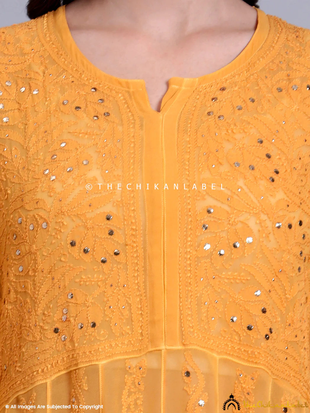 Drashi Viscose Chikankari Peplum Top - Yellow - Image 2