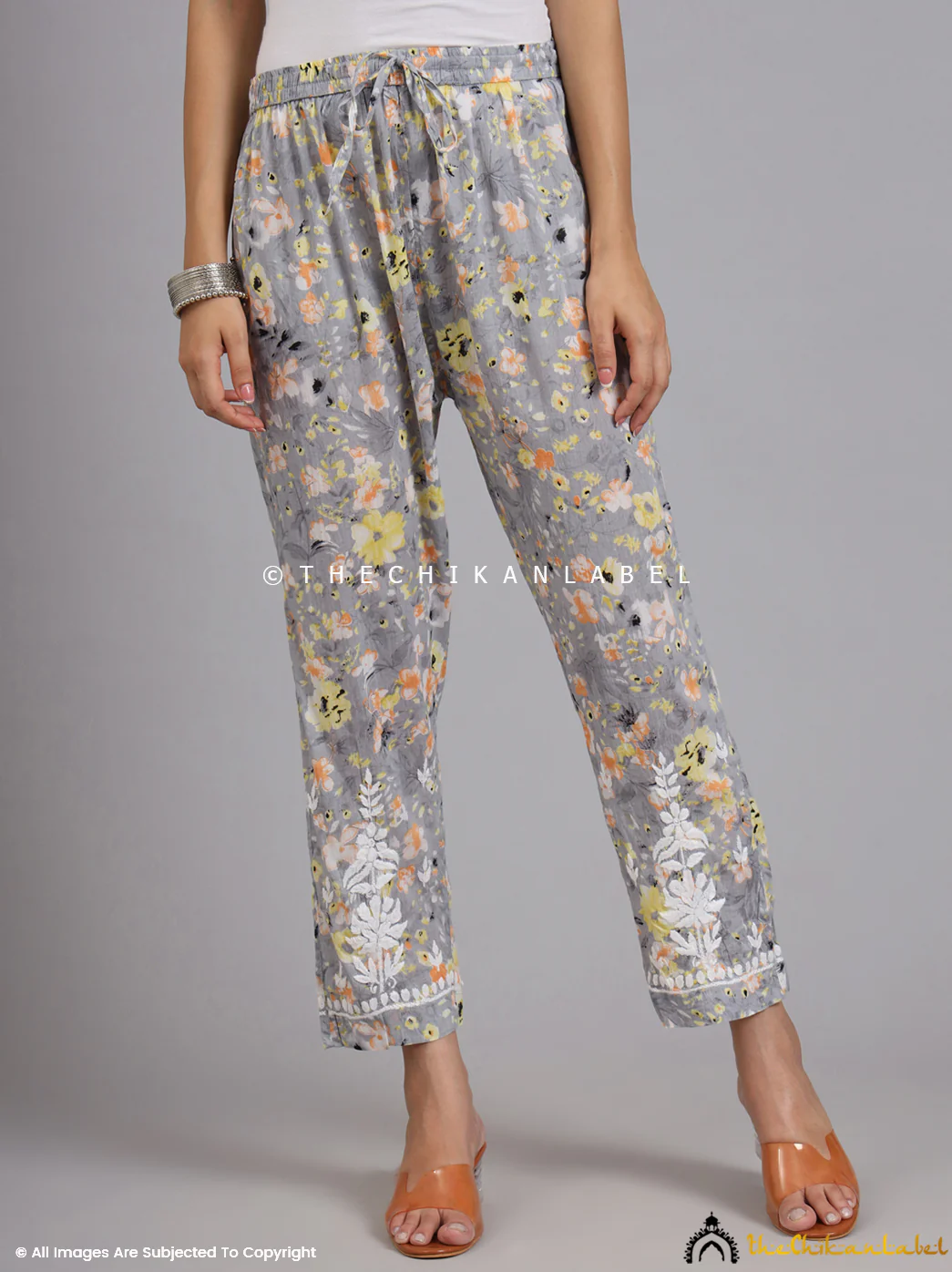 Yashi Mulmul Printed Chikankari Co-ord Set - Yellow - Image 4