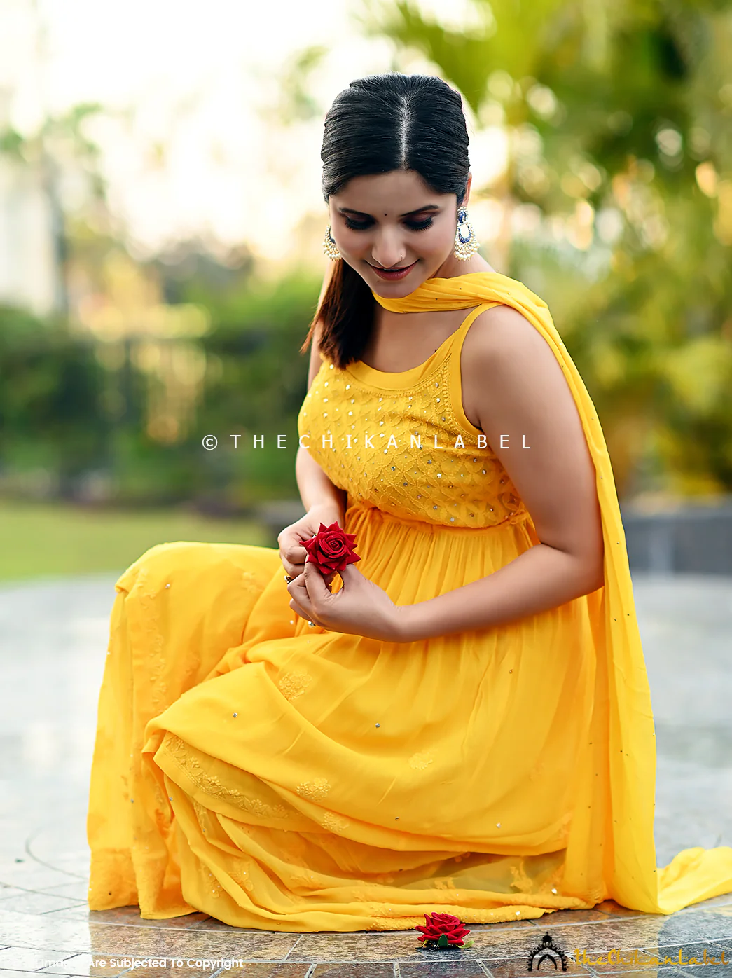 Yellow Zoya Viscose Chikankari Strappy Kurta Garara Set - Image 5