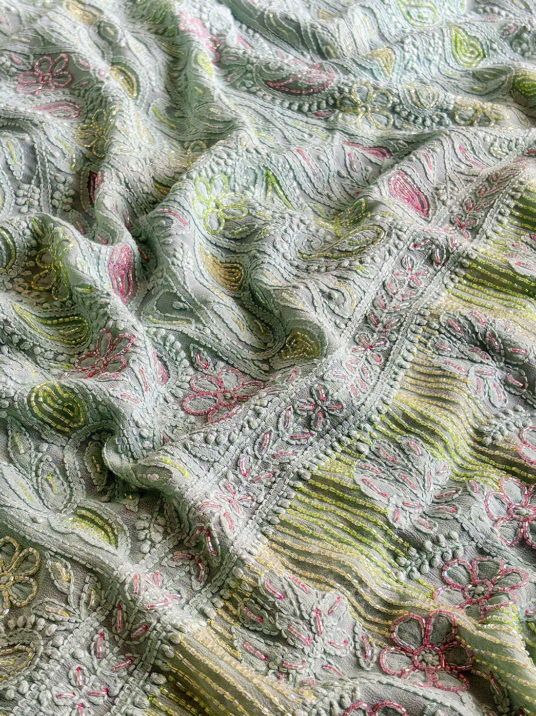 Zaria Viscose Chikankari Kurti Piece with Dupatta - Green - Image 4